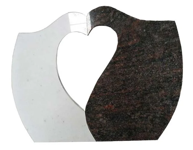 Hollowed-out Heart Shape Double Colors Stone Funeral Plaque