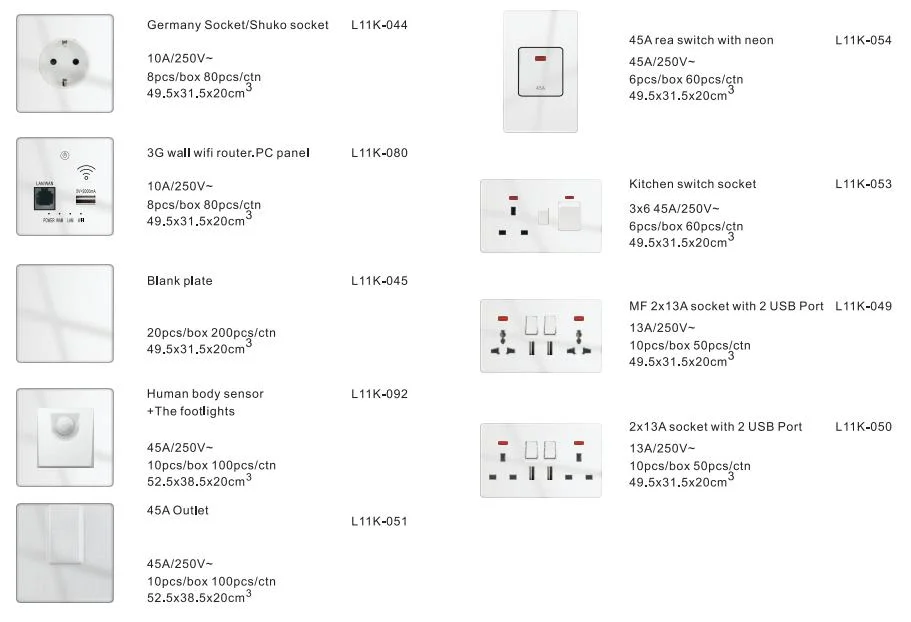 Colourful Switch Socket Wall Electrical Series Multi Function