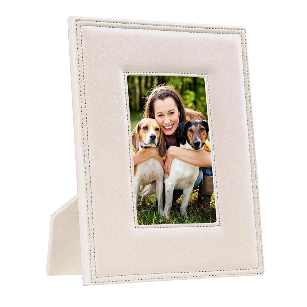 Vertical Horizontal Desk Wall PU Picture Holder Faux Leather Tabletop Photo Frame