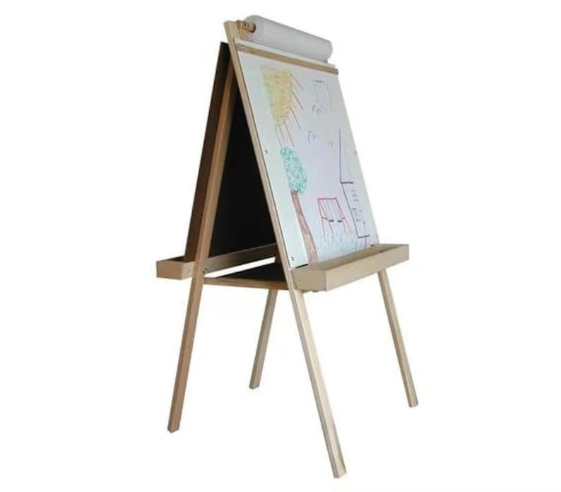 Factory Wholesale Customized Drafting Table Wooden Kids Easel Stand with Blackboard