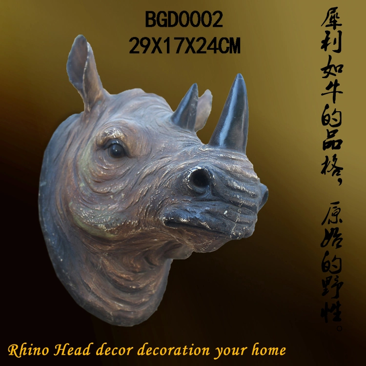 Resin Silver Rhinoceros Head Home Decoration Wall Art