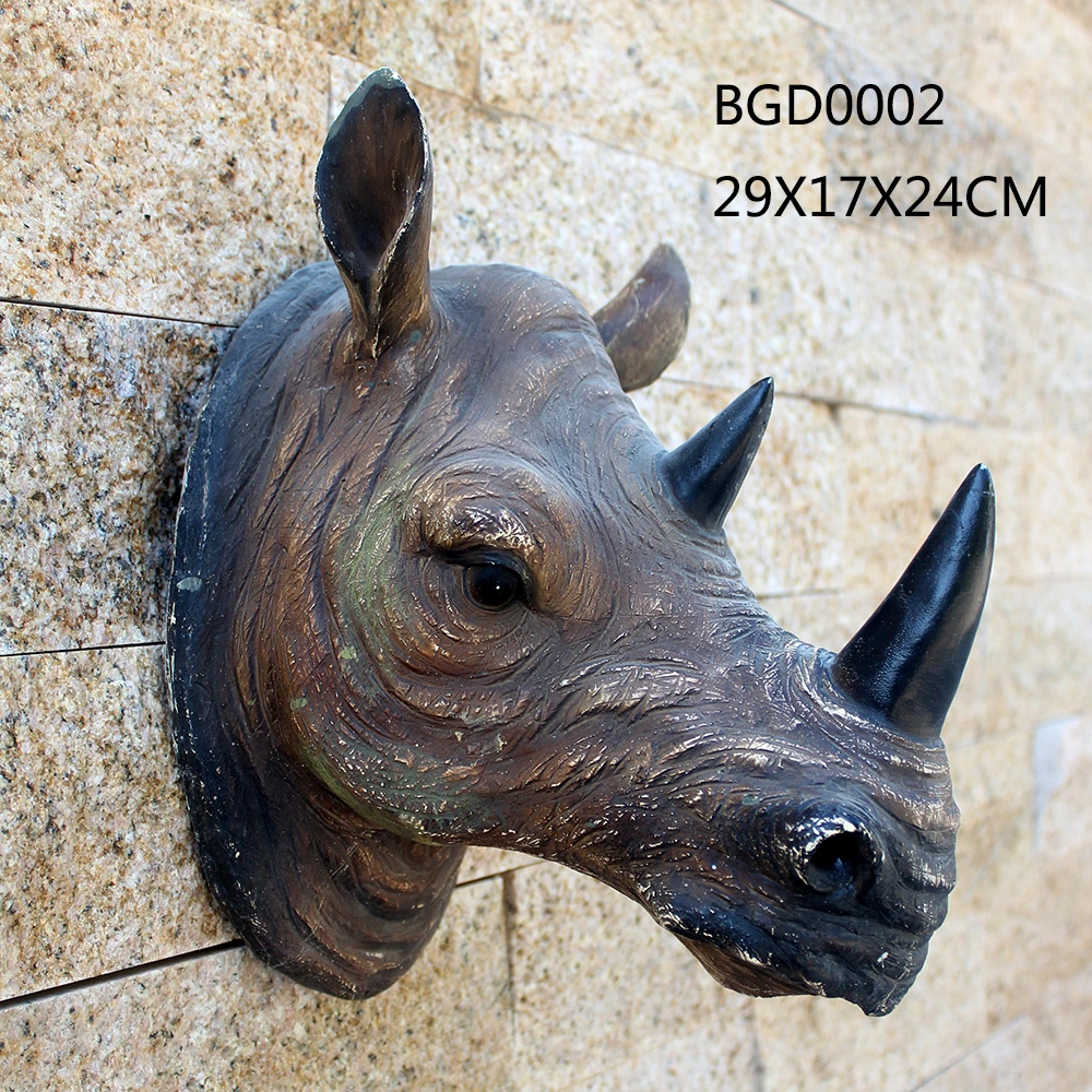 Resin Silver Rhinoceros Head Home Decoration Wall Art