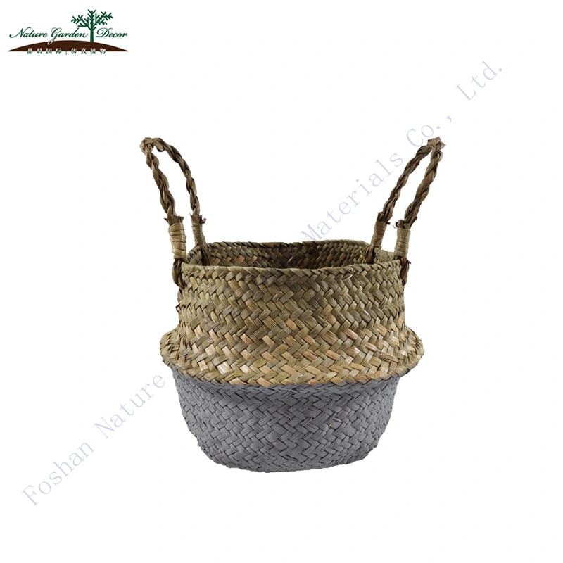 Amazon Hotsale Woven Baskets Storage with Handle Plant Decor Seagrass Basket