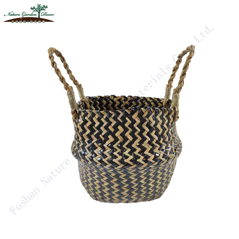 Amazon Hotsale Woven Baskets Storage with Handle Plant Decor Seagrass Basket