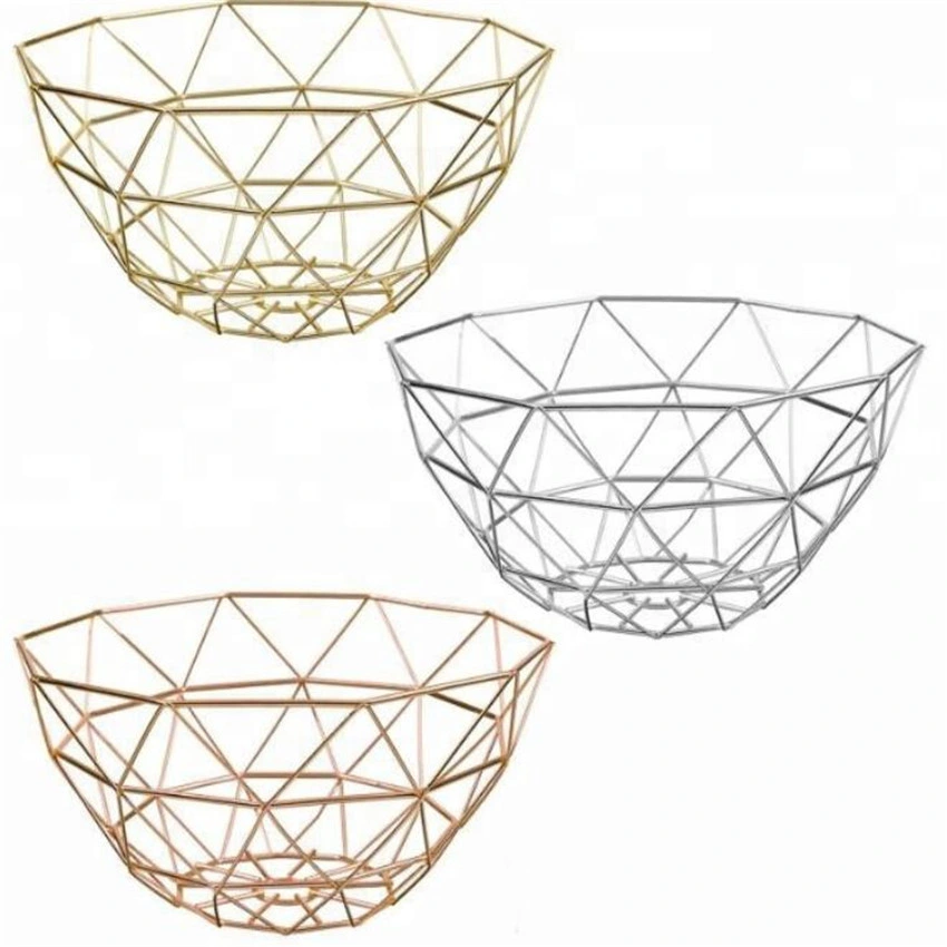 Geometric Wire Metal Fruit Basket Organizer Vegetable Rack Storage