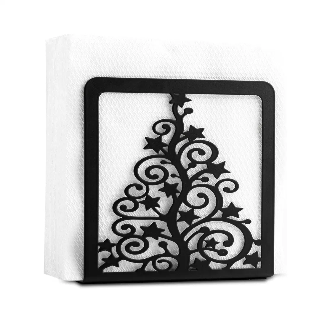 Christmas Tree Modern Freestanding Black Metal Napkin Holder