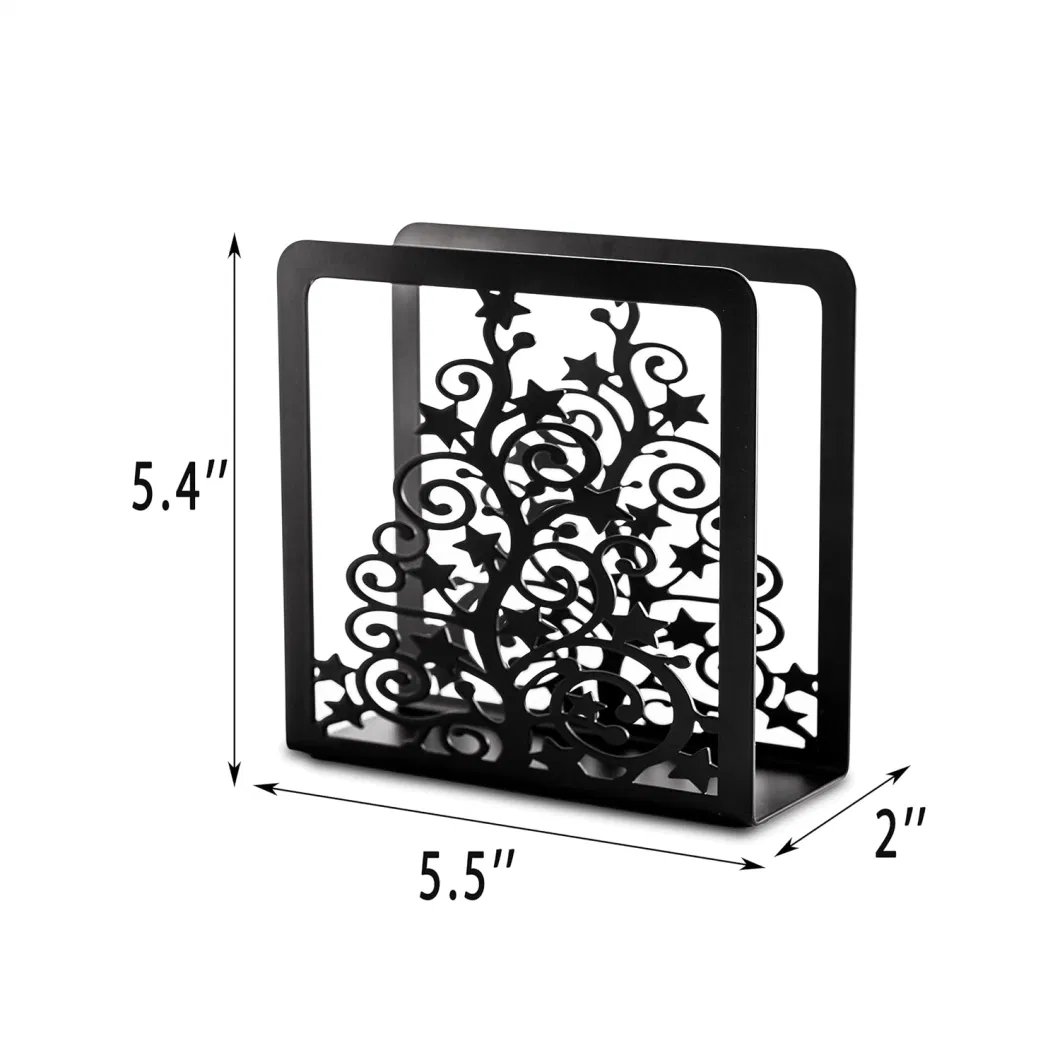 Christmas Tree Modern Freestanding Black Metal Napkin Holder