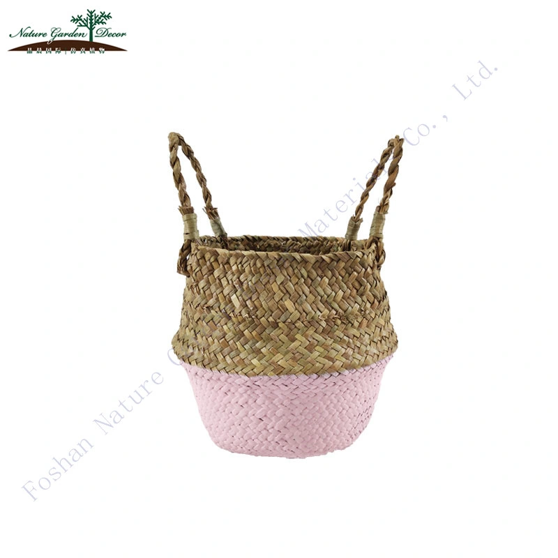 Amazon Hotsale Woven Baskets Storage with Handle Plant Decor Seagrass Basket