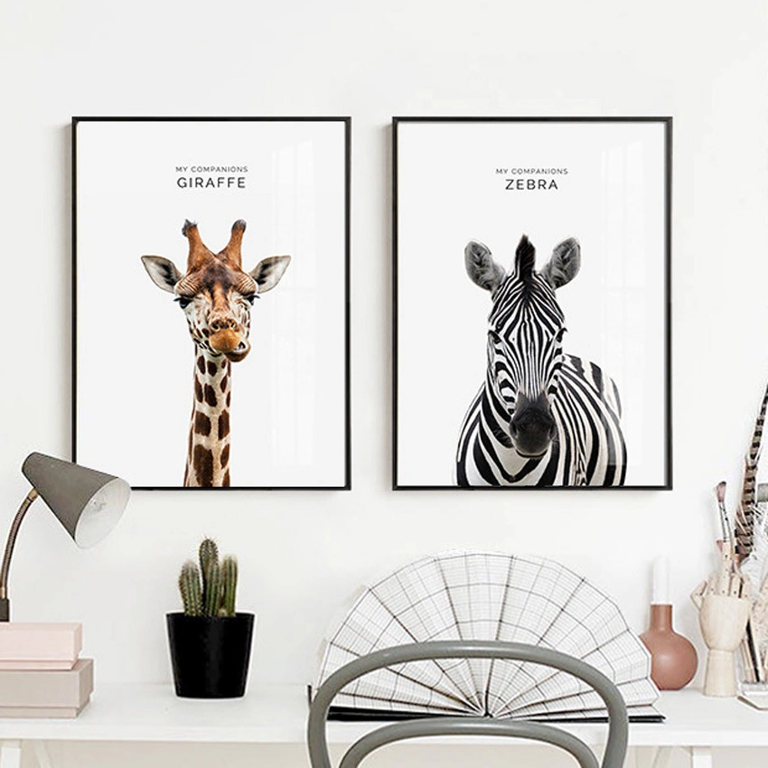 3pieces Modern Wall Art Oil Painting Animal Giraffe Canvas Art Prints