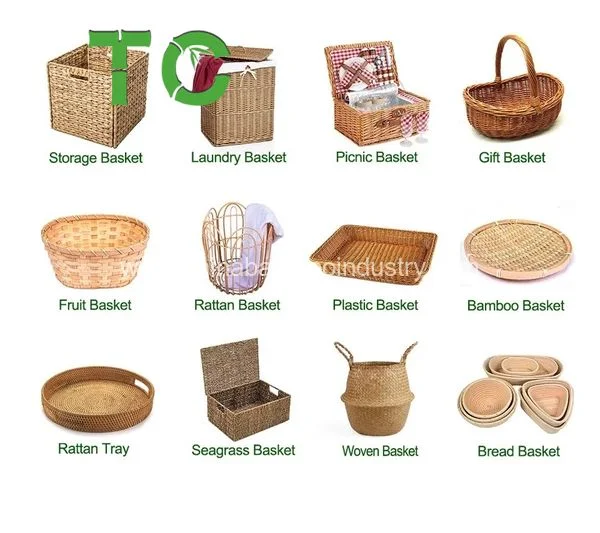 Fruit PP Rattan Storage Baskets Weave Plastic Woven Basket with Lid