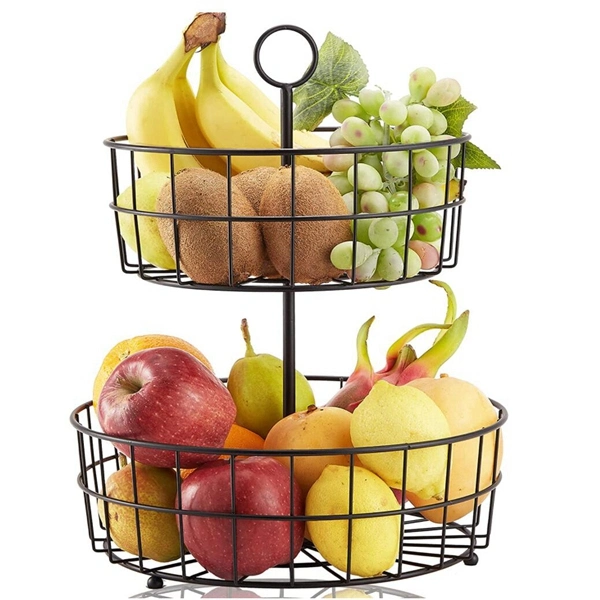 2 Tier Fruit Basket Bowl Vegetable Stand Holder Kitchen Organizer