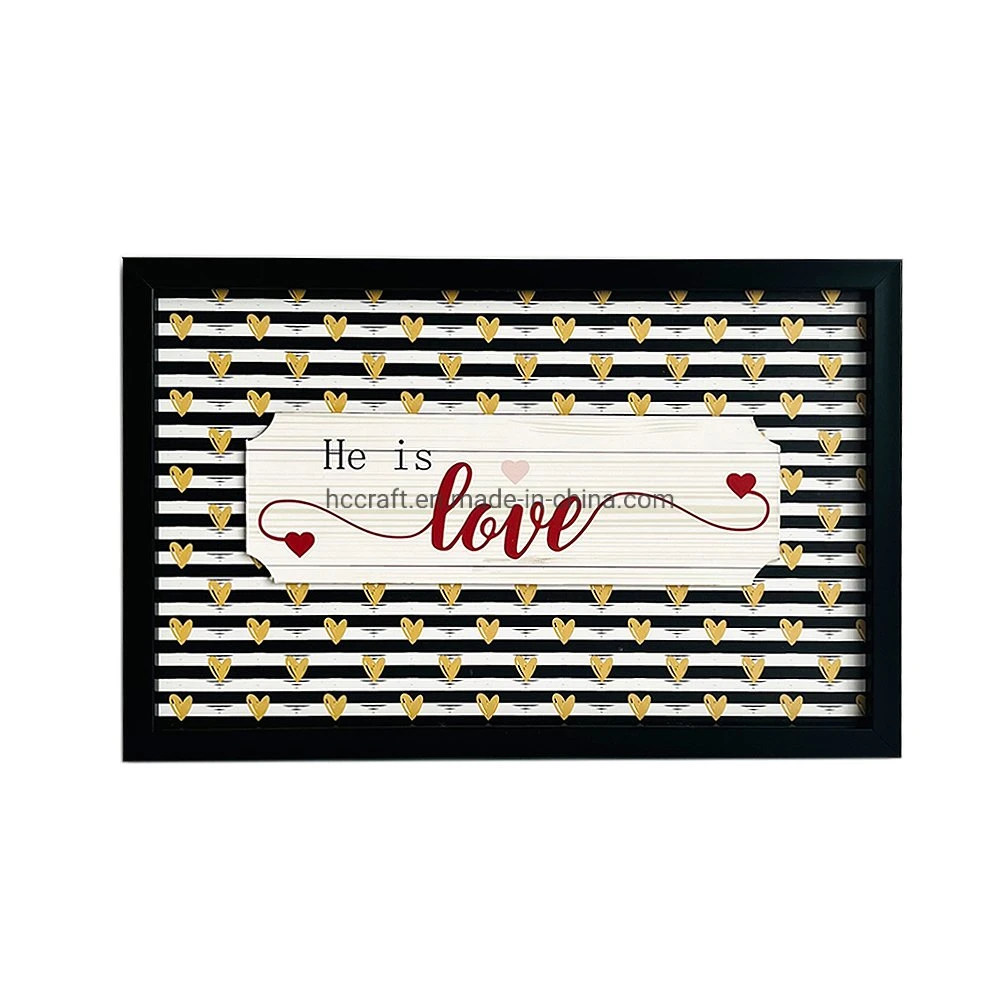 Amazon Hot Sell Valentine&prime;s Day Indoor Hanging, Valentine&prime;s Day Home Door Hanging Love Words Wall Wooden Framed Wall Plaque Sign