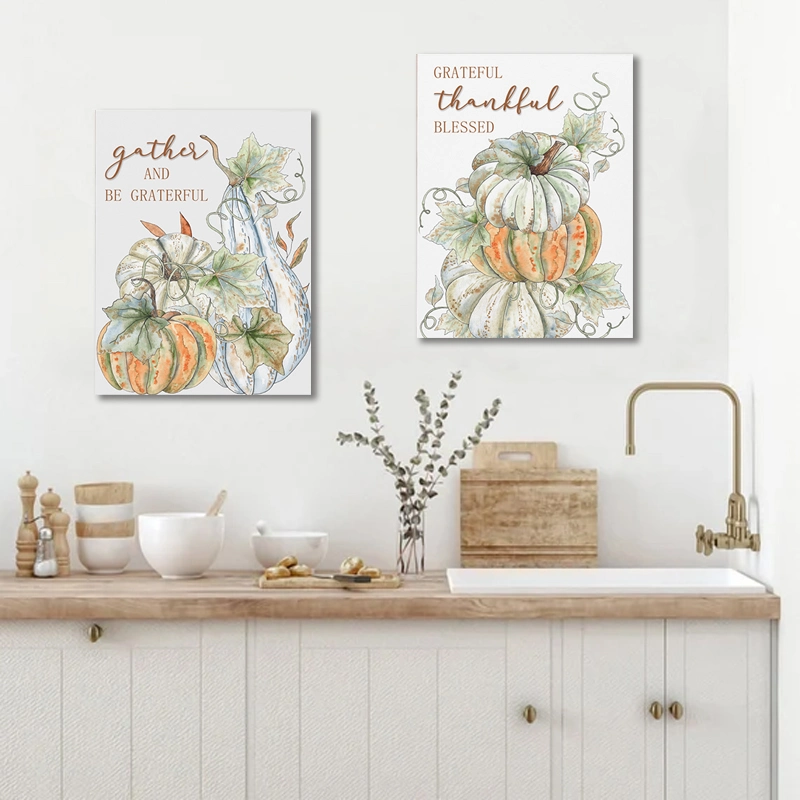 Kitchen Wall Decor LED Light Frames LED Autumn Nursery Light Wall Art Poster with Pumpkin Frame Fall Room Decor