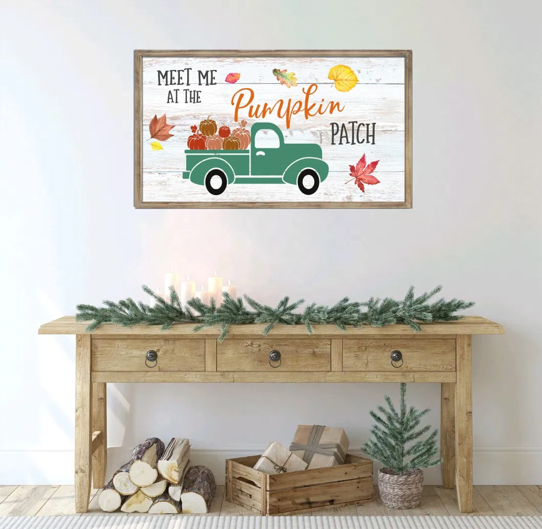 Wooden Frame Canvas Wall Art Printing Cheap Home Living Room Decoration Simple Modern Pumpkin Holiday Season Decor Solid Wood