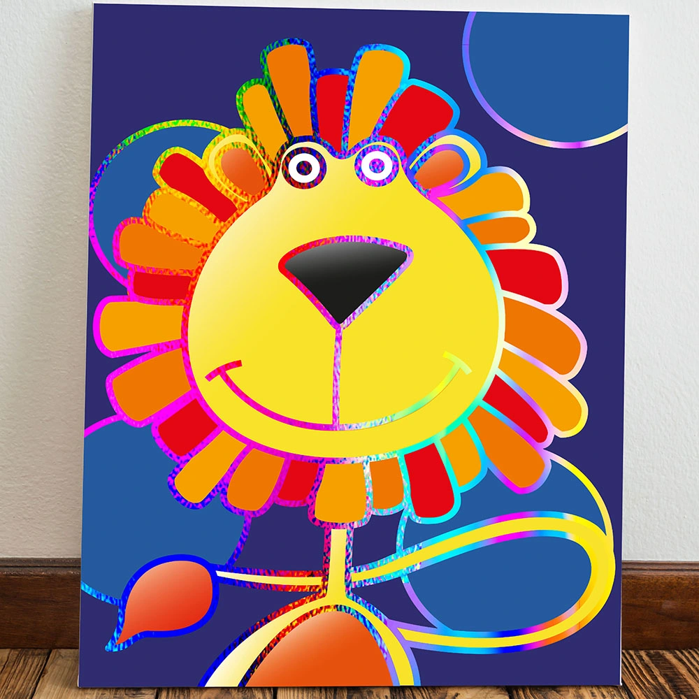 Paint Your Own Lion Canvas Kit, Rainbow Foiled