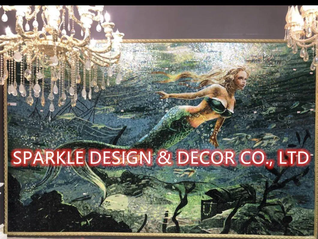 China Glass Mosaic Art Supplies Custom Colorful Glass Mosaic Wall Art Patterns of Mermaid