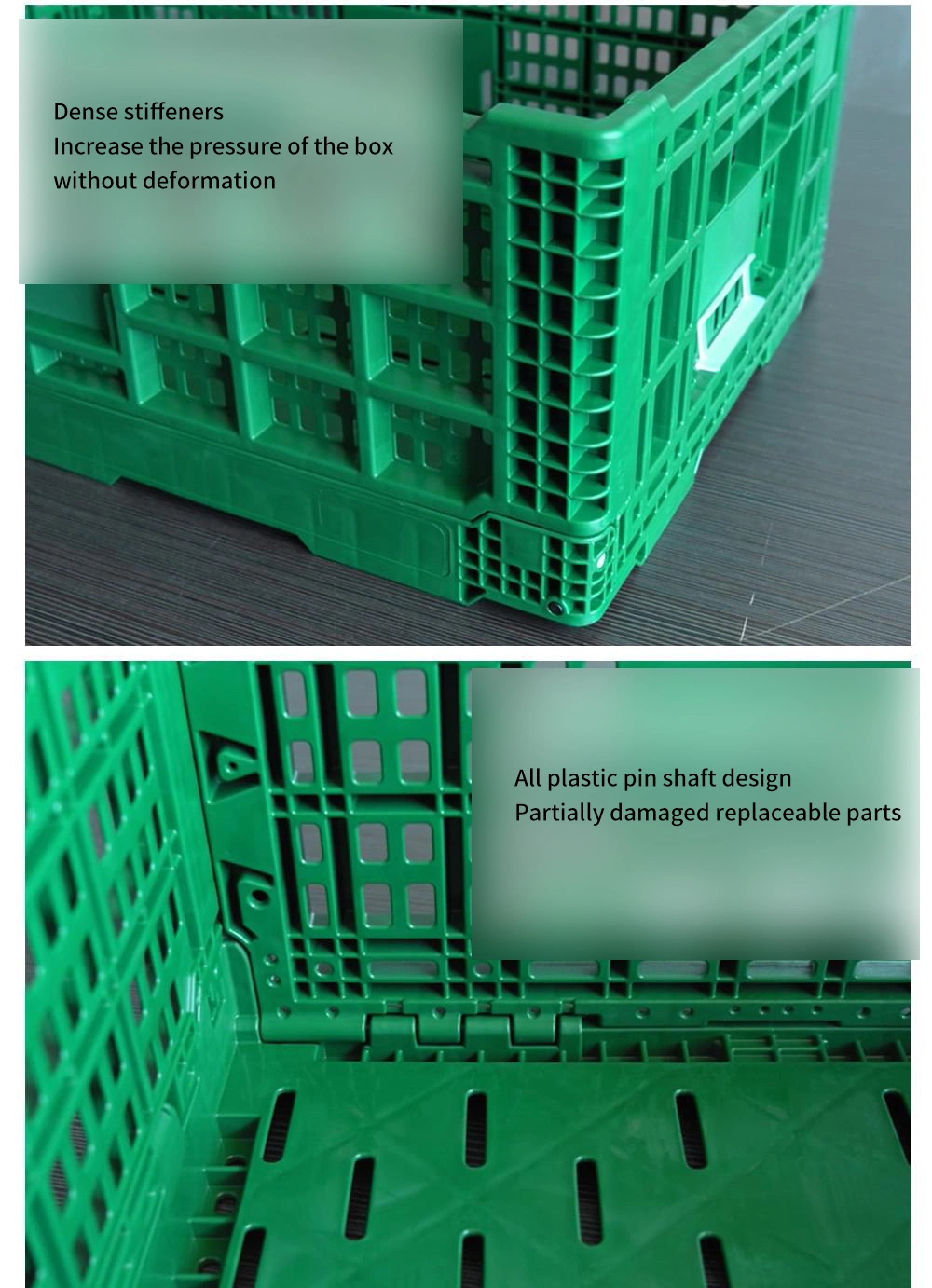 Basic Customization Supermarket Vegetable and Fruit Plastic Box Crate Foldable Folding Basket Plastic Storage