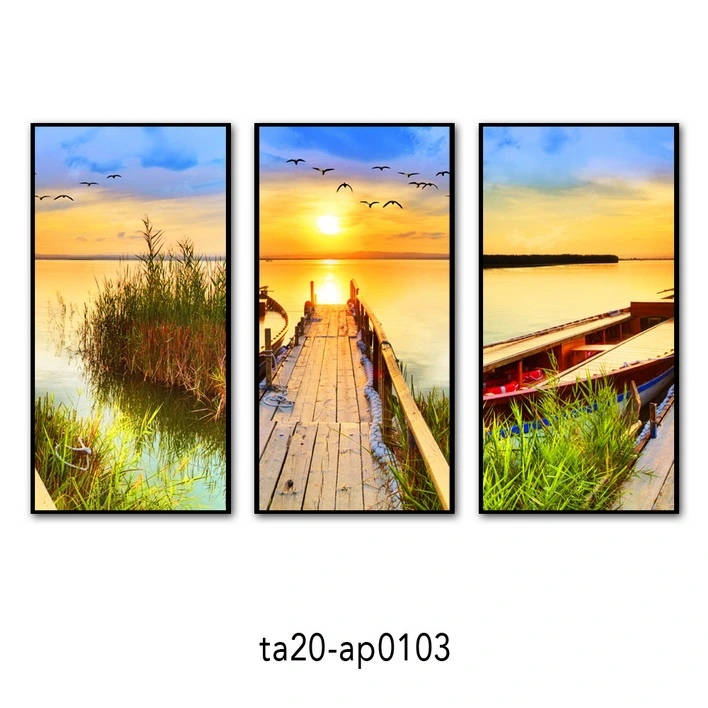 Home Hotel Decoration Cheap Custom Canvas Wall Art Painting Landscape Sea Beach View Scenery Framed Picture 3 Piece Panel Set