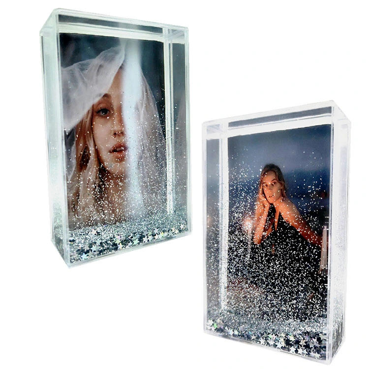 Clear Acrylic Floating Glitter Liquid Photo Picture Frame Acrylic Mini Frame