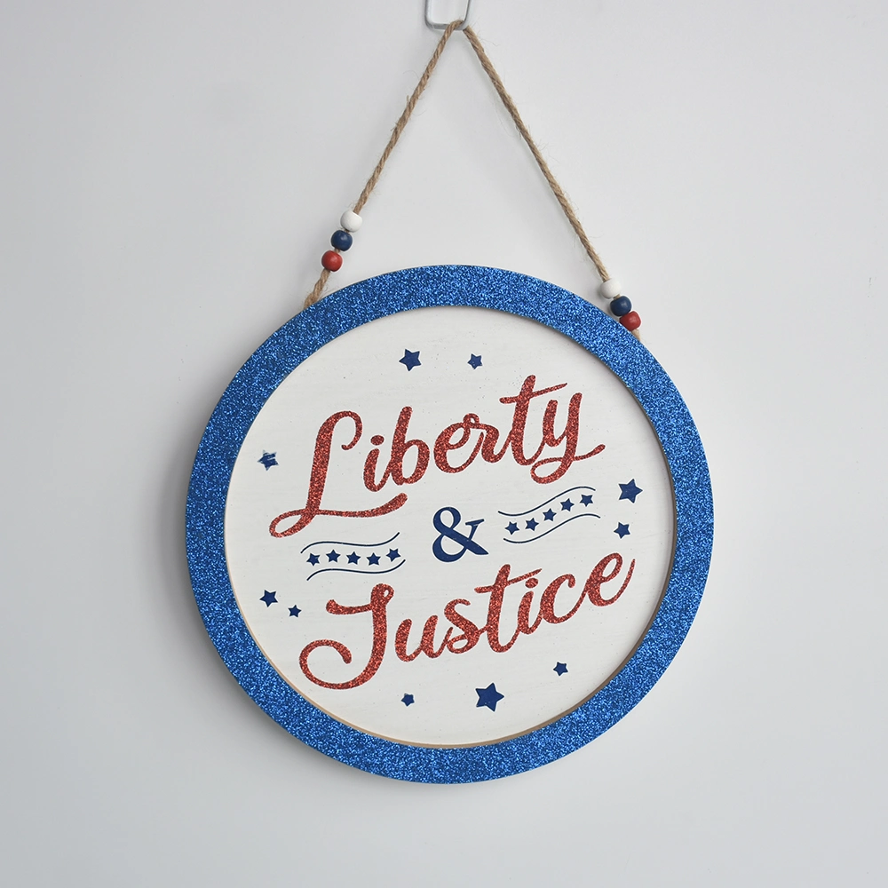 Wooden 4th of July Wall Plaque, Wooden Glitter Wall Decoration