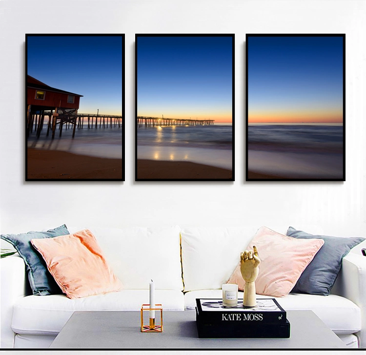 Beach Scenic Sea View Scenery Landscape Modern Custom Canvas Wall Art Cheap Home Hotel Decor Framed Picture 3 Piece Panel Set