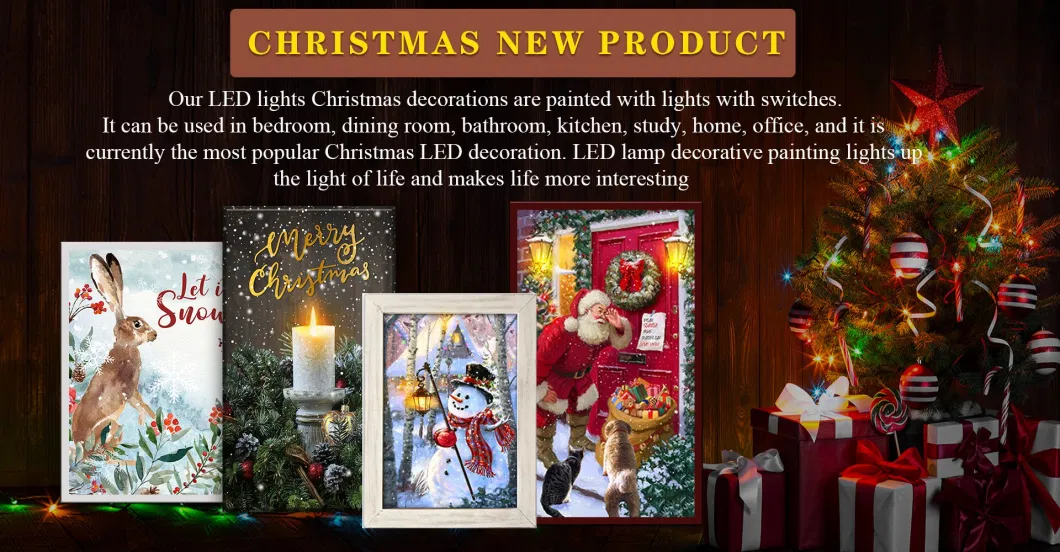 Christmas White Window Frame LED Lights Christmas Background Wall Art