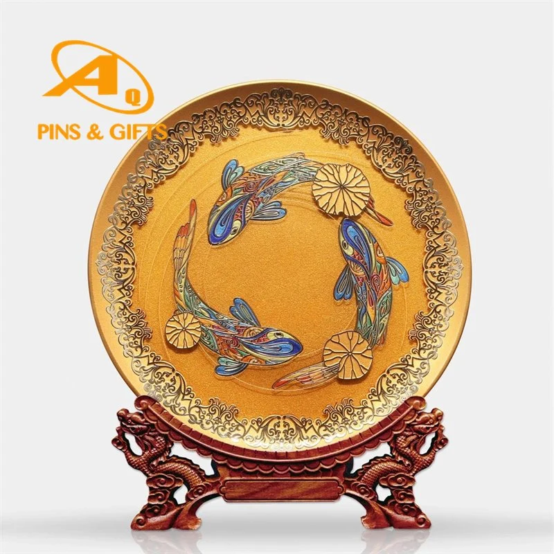 Octagonal Creative Crystal Trophy Custom Medal Custom Metal Wheat Ear Solid Wood Base Authorization Plate Commemorative Plate Souvenir Wood Wooden Plaque