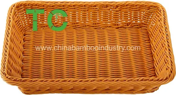 Fruit PP Rattan Storage Baskets Weave Plastic Woven Basket with Lid