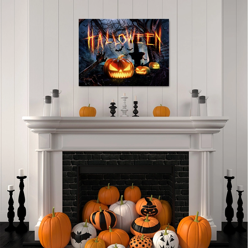 Halloween Lighted up Printing Frameless Canvas Wall Art