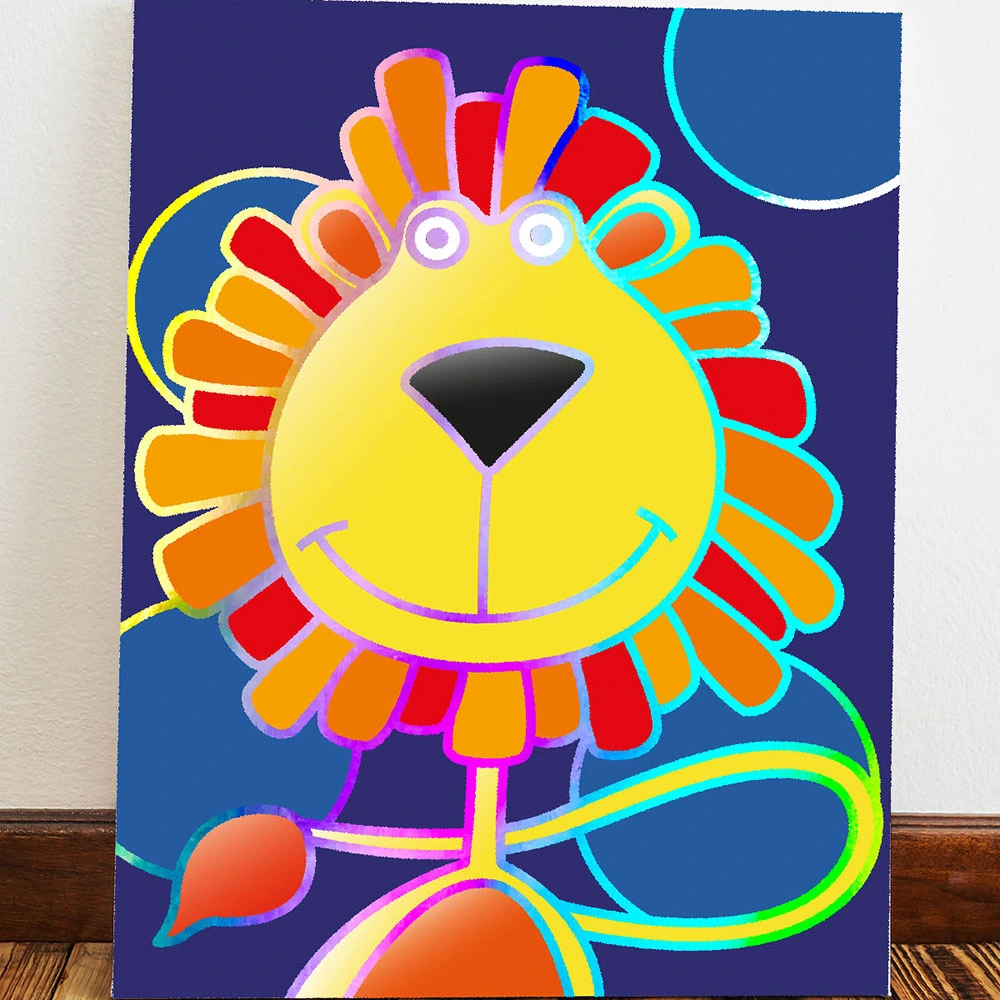 Paint Your Own Lion Canvas Kit, Rainbow Foiled