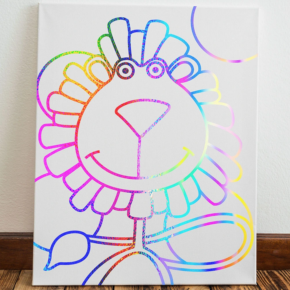 Paint Your Own Lion Canvas Kit, Rainbow Foiled