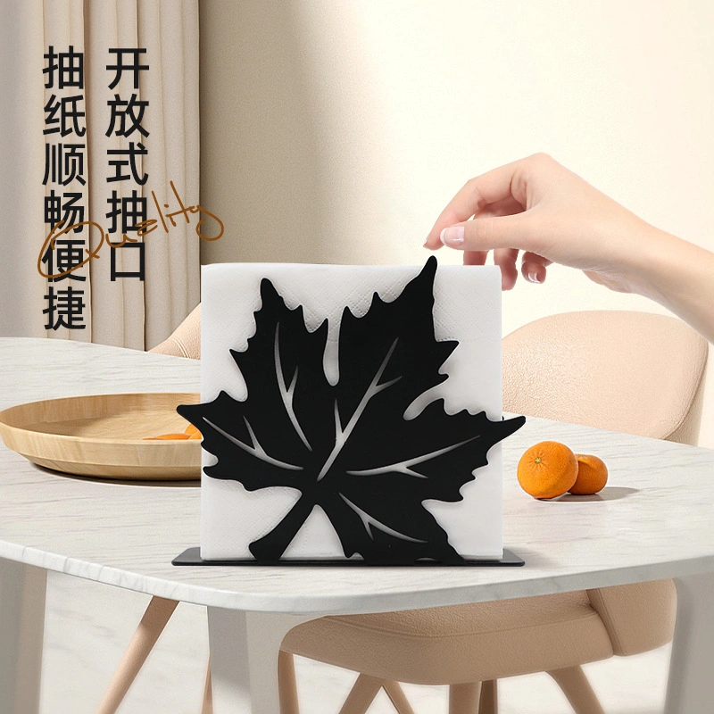 New Modern Black Metal Design Maple Leaf Table Napkins Holders