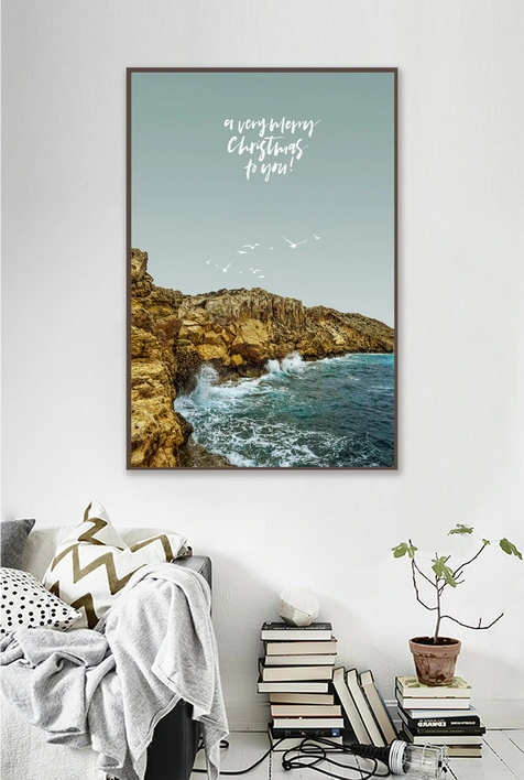 Beach Sea View Scenery Landscape Custom Cheap Home Hotel Decor Framed Picture Inspirational Quotes Canvas Hanging Wall Art