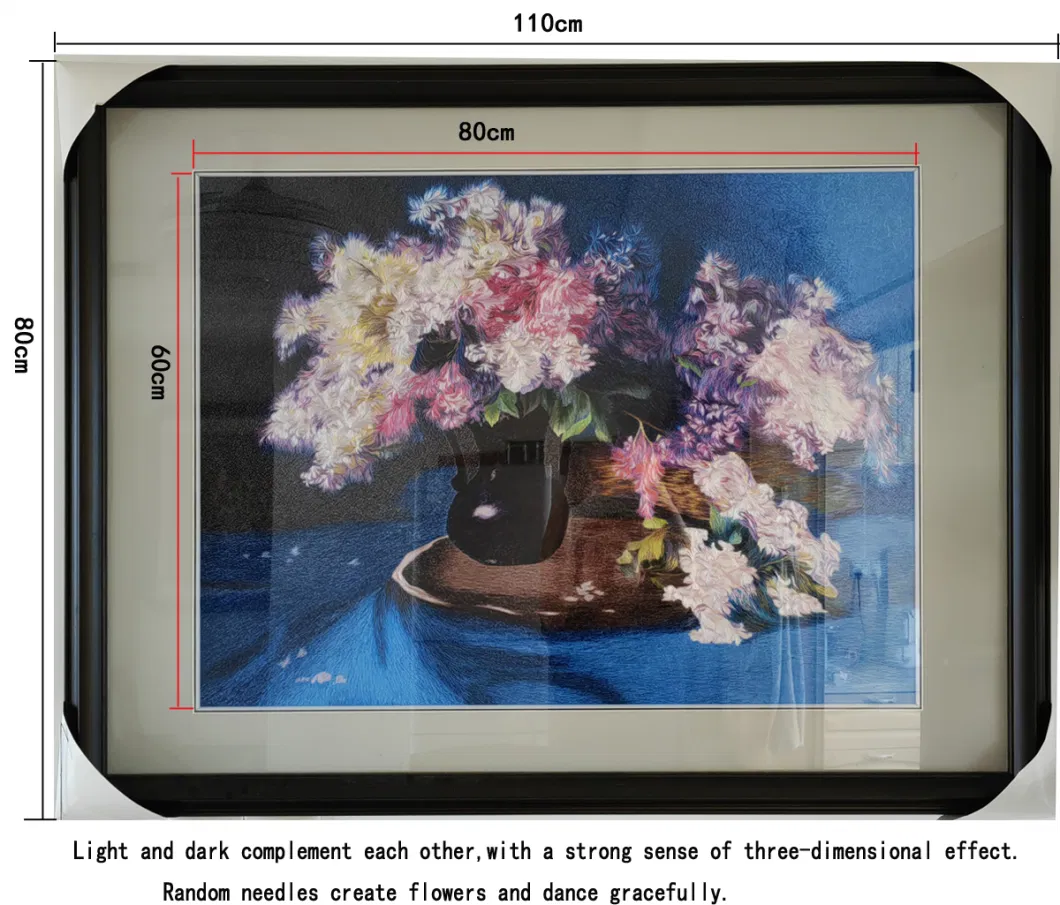 Hanging Painting, Flowers, Pure Handmade Embroidery Frame Picture, Decoration /Collection