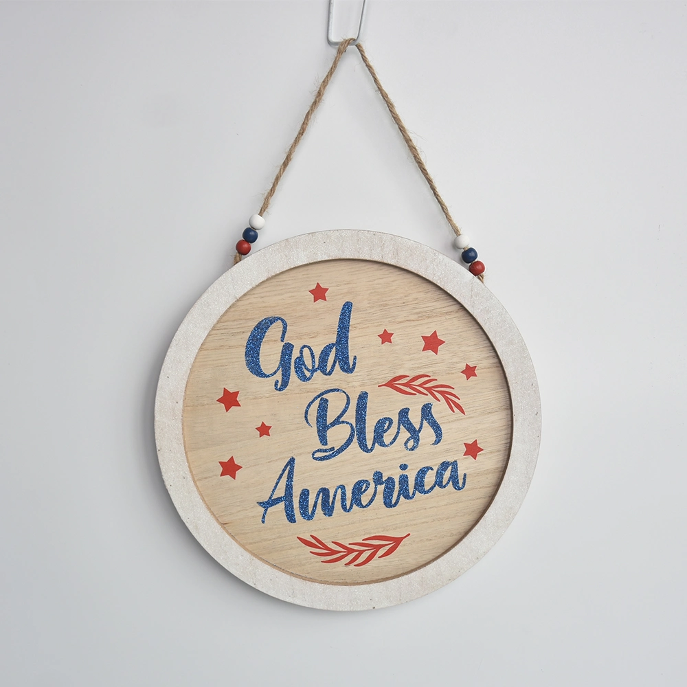 Wooden 4th of July Wall Plaque, Wooden Glitter Wall Decoration