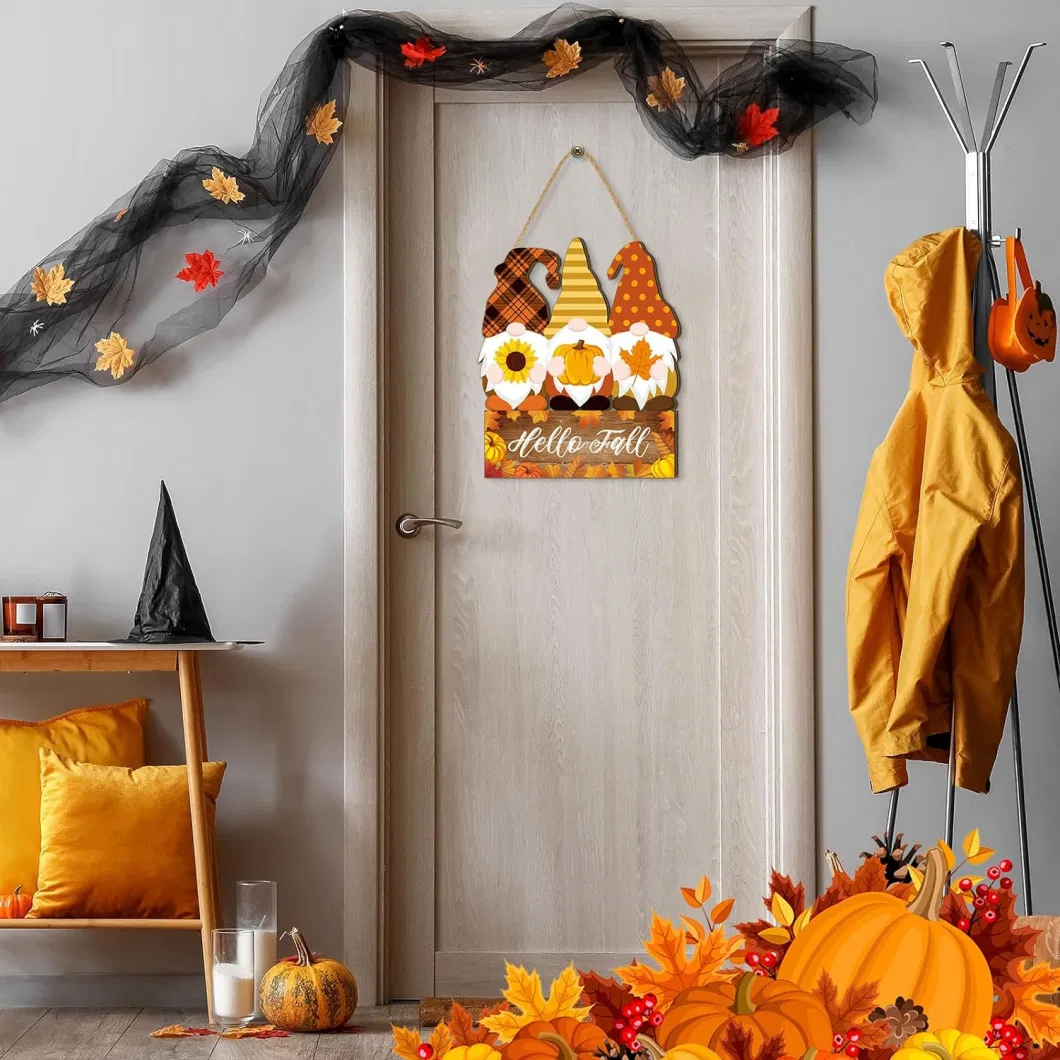 Rustic Fall Gnome Hanging Plaque Door Hanger