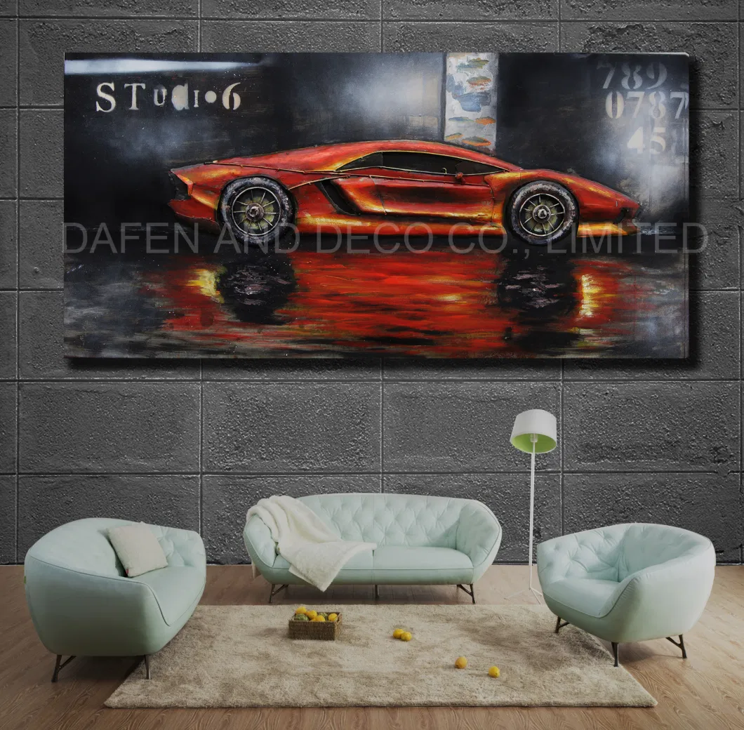 Metal Decoration Oil Painting Wall Art Sports Car Iron 3D Dimension