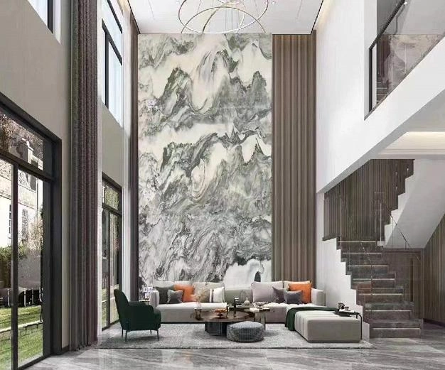 Natural Marble Slate Chinese Landscape Painting Agate Is Suitable for Villa TV Background Wall Club