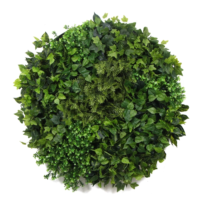 3D DIY 60cm Round Bespoke Artificial Frame Plant Wall Hanging for Hotel Indoor Decoration