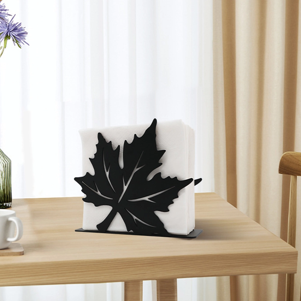 New Modern Black Metal Design Maple Leaf Table Napkins Holders