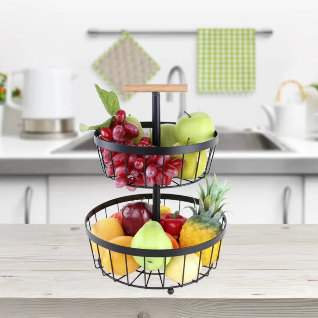 Kitchen Accessories 2 Tier Iron Wire Fruit/Food/Storage Basket