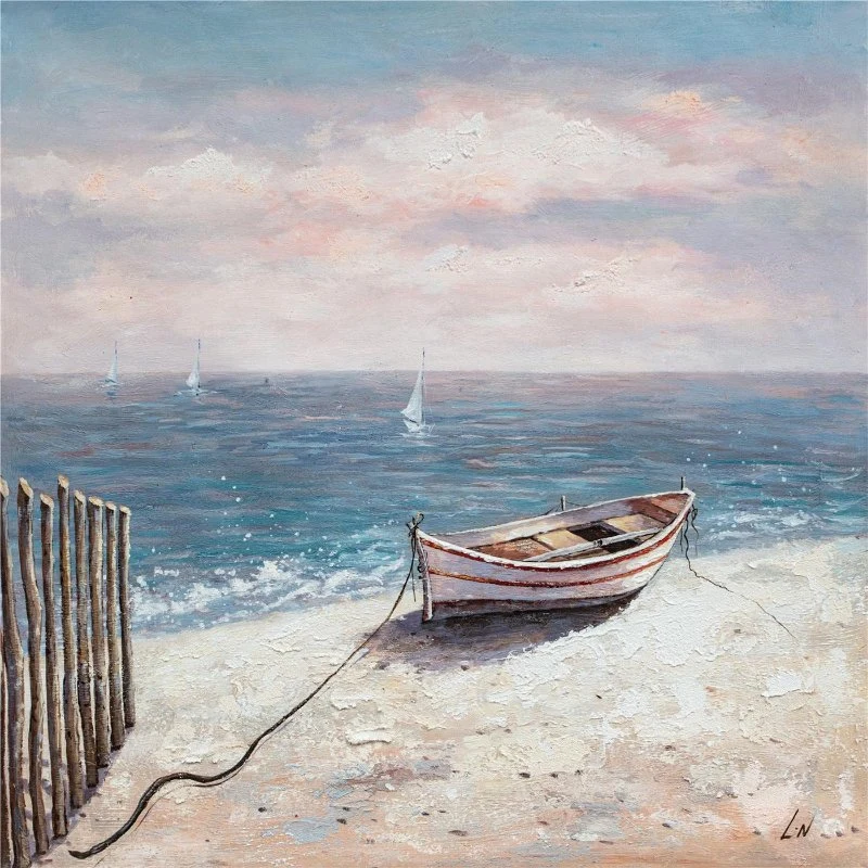 Boat Seascape Painting on Canvas Handmade Oil Painting Home Products