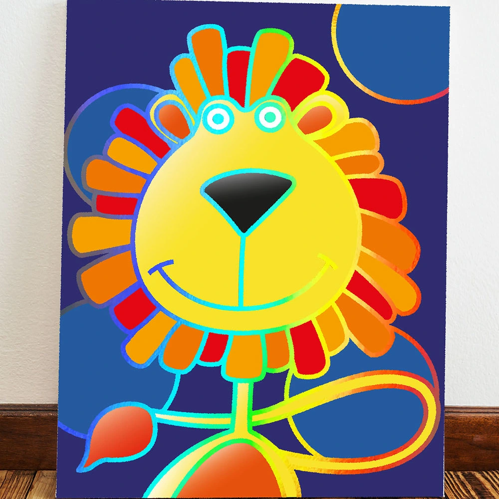 Paint Your Own Lion Canvas Kit, Rainbow Foiled