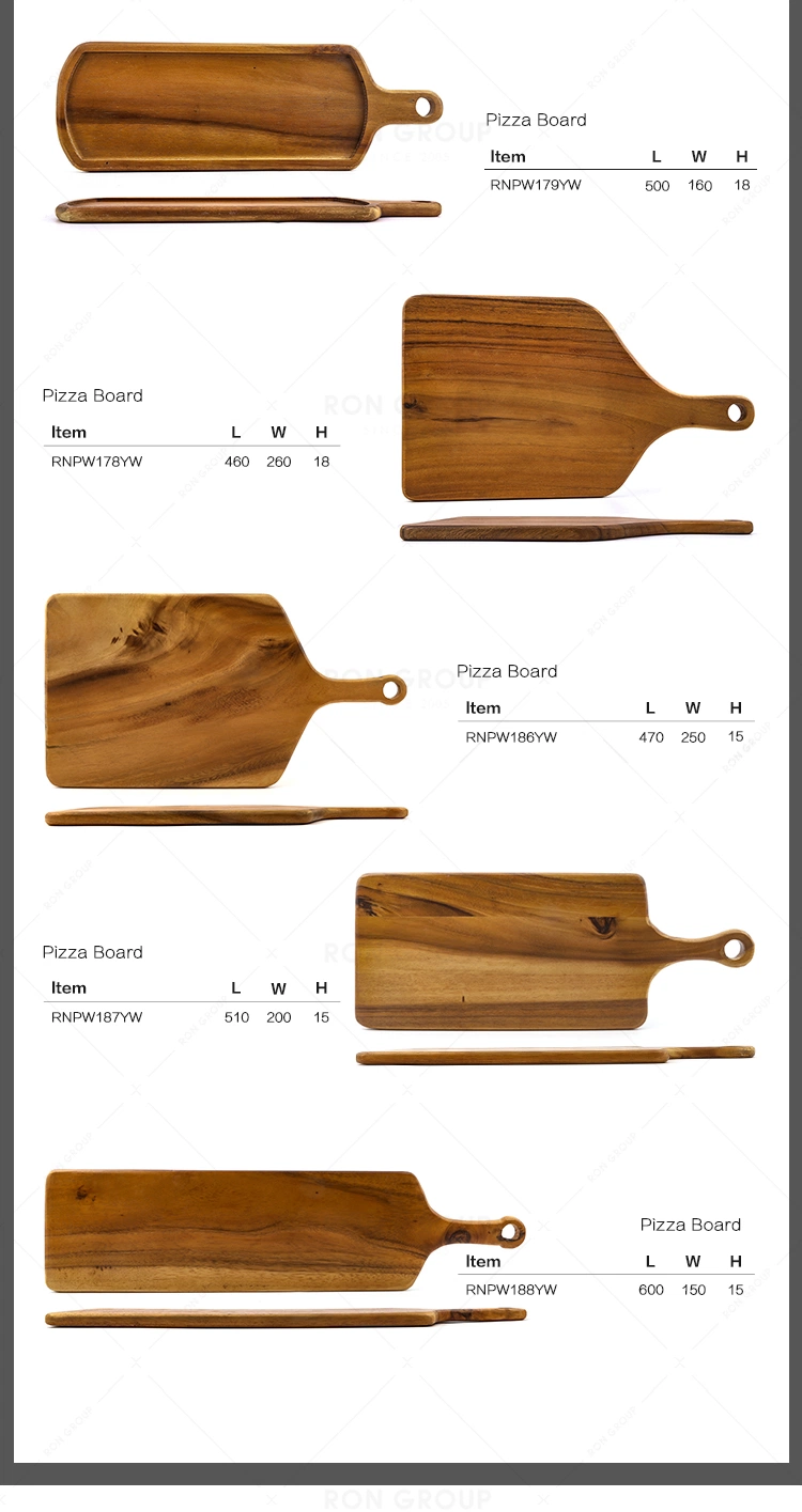 Popular Restaurant Wood Plate Teak Solid Wood Bread Board with Handle Serving Tray