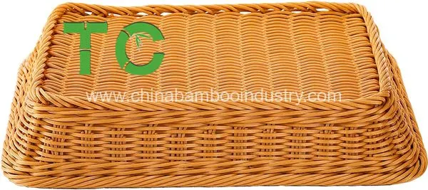 Fruit PP Rattan Storage Baskets Weave Plastic Woven Basket with Lid