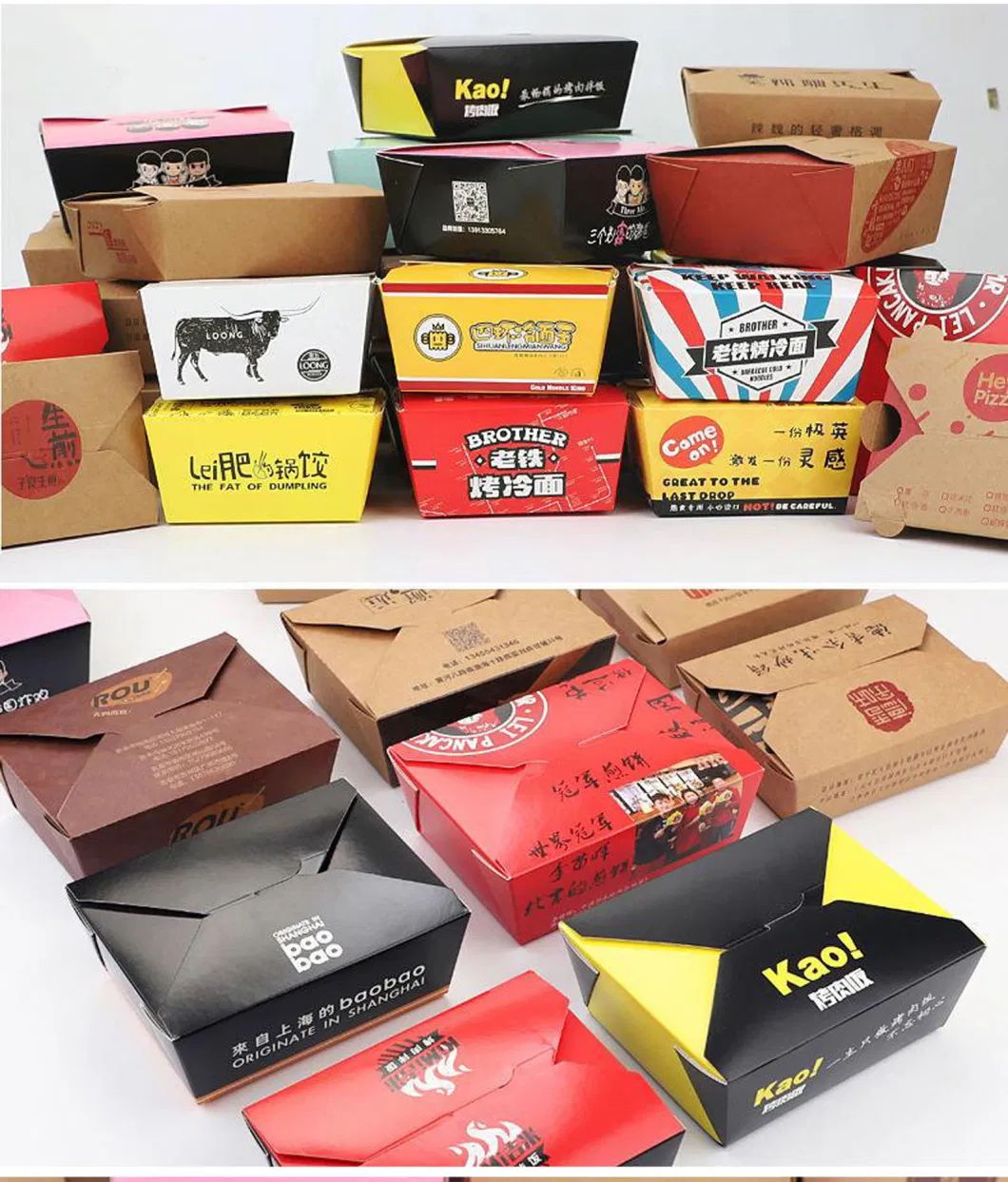 Disposable Kraft Paper Bowls Fruit Salad Bowl Food Packaging Containers Takeaway Party Favor Lunch Box Wholesale