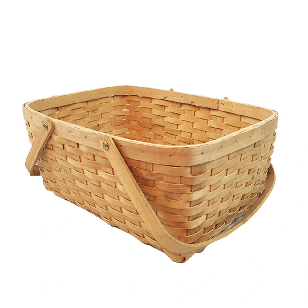 Natural Wood Weaving Woven Storage Wooden Fruit Basket