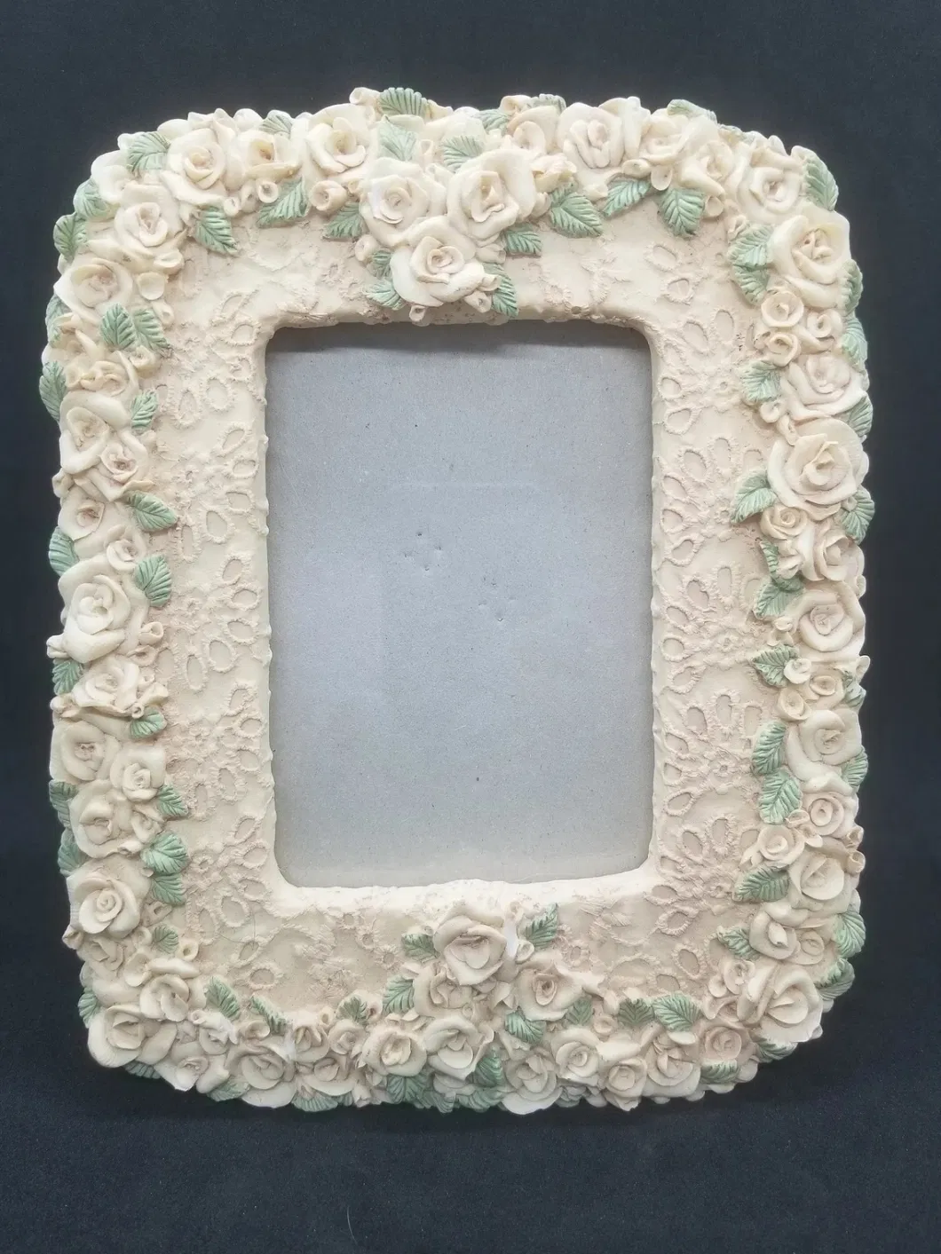 Victorian Style Roses and Lace Floral Resin Frame Pale Pink Delicate Gift for Mom