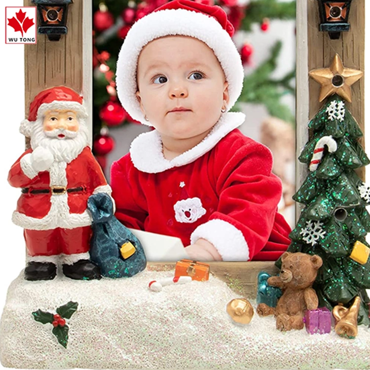 Factory Customization 4X6 Light up Santa Claus Christmas Resin Picture Frame