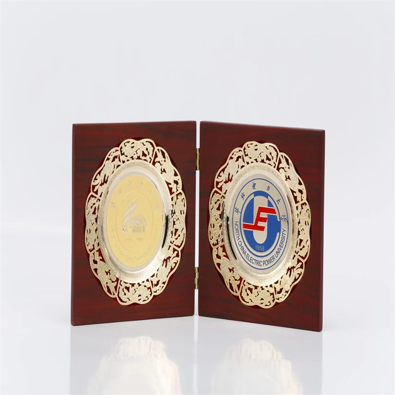 Customized Logo Printed The Medal Tray Medal Trophies Award Metal Plate for Windy Gity Open Souvenir Wood Wooden Plaque